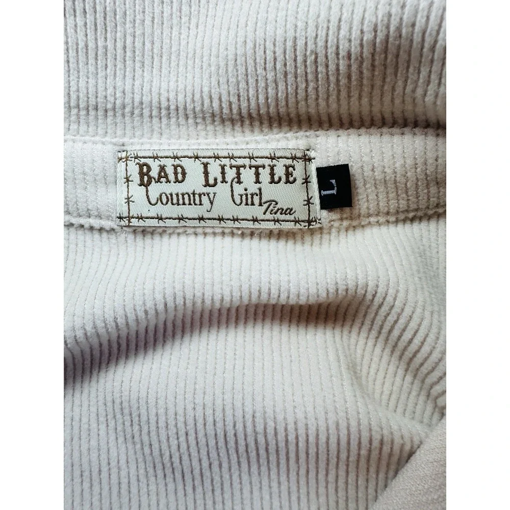 Bad Little Country Girl Women LARGE Ivory Silver Sequin Oversized Ribbed Shacket